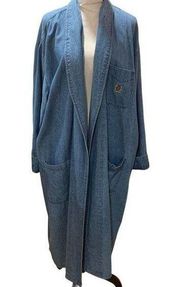 Tommy Hilfiger Y2K Blue Denim Duster Oversized Pockets Women Size L/XL