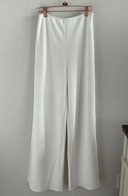 Lulu's White Wide Leg Side Slit Split Leg Pants Back Zip Lined Small