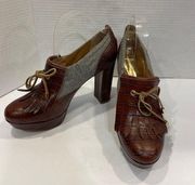 Sperry Leather & Textile Oxford Style 4” Heel Shoes Size 8.5 M