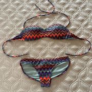 Vintage halter patterned  bikini rainbow and grey gradient