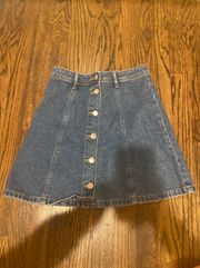Denim Button Mini Skirt