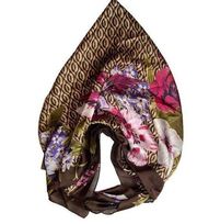 Giani Bernini Floral Loop Square Scarf Brown New