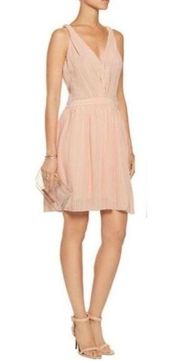 maje frasera pink pleated v-neck mini dress new nwt