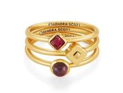 Kendra Scott Gemma Ring Set of 3 in Vintage Gold Plum Mix