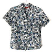 Valerie Stevens | 100% Linen Summer Floral Short Sleeve Button Shirt