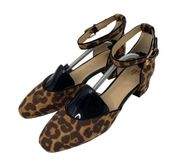 Cabi Kiki Leopard Print Ankle Strap Sandals Block Heel D'Orsay Womens 9 Regular