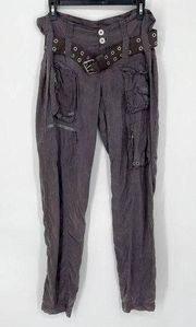 Pete & Greta By Johnny Was Women's Y2K Cupra Poplin Cargo Pants NEW Size 2 Gray