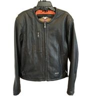 Harley Davidson 1980s Vintage Black Leather Moto Jacket - size Large