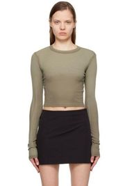 COTTON CITIZEN Khaki Verona Crop Long Sleeve T-Shirt XS