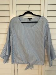 tie front bell sleeve shirt, Sz XL