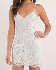 white lace mini dress