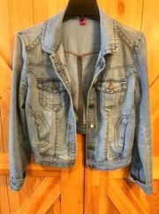 Tinseltown Denim Couture Small Jean Jacket Button Up Cropped Womens