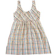 Gretchen Scott Plaid Check Sleeveless A-Line Dress 100% Cotton Size XL Women's