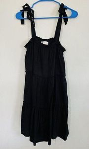 The Impeccable Pig Black Tiered Mini Dress Size S Bow Sleeve