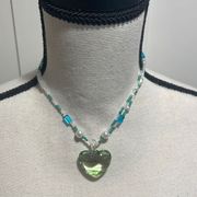 Brand New! Beaded necklace with glass pendant