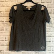 Michael Kors Gray short sleeve with cut out shoulders.