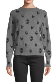 Skull Cashmere Ebony Skull Print Cashmere Sweater Grey