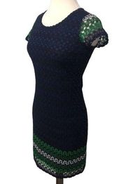 Melissa Paige Navy Crochet Short Sleeve Dress XS NWT