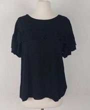 Kaari blue - Black ruffled short sleeve top size medium