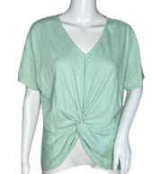 Marled Reunited Clothing Shirt Womens Small Green Twisted Front Updated Basic