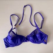 Savage X Fenty purple satin and lace trimmed balconette bra 32A 