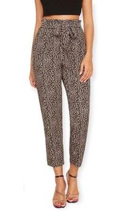 NWT JL Paperbag Belted Pants High-Waist Animal Print Cropped Size L Retail $98