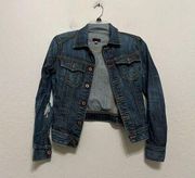 AG Adriano Goldschmied Distressed Soft Denim Trucker Jacket S Crop