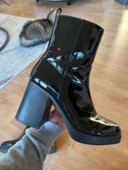 Faux Patent Leather Booties