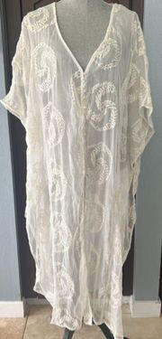 Ivory Sheer Embroidered Coverup