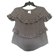 HD in Paris Anthropologie 100% Silk Ruffle Womens Top Size XS Gray Tiered