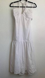 NWT Jason Wu Eyelet Halter Midi Dress in White