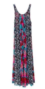 Maaji Floral Mixed Print Sheer Sleeveless Maxi Dress Sz M