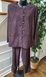 R & K Originals Women's Brown Polyester Long Sleeve Pant Suit 2 Piece Dress 12