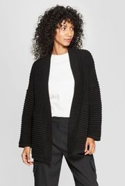 Black Ribbed Cardigan