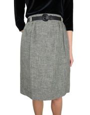 1970s Evan Picone Vintage Union Made Chambray Gray High Rise Skirt with Belt 32"