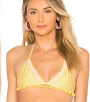 Tularosa Nina Bikini Top Golden Dot Yellow Pom Pom Small NWT