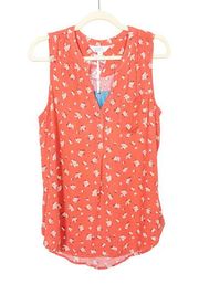 MARKET & SPRUCE Stitch Fix Pink Floral Prat Henley Sleeveless Top Women's Medium