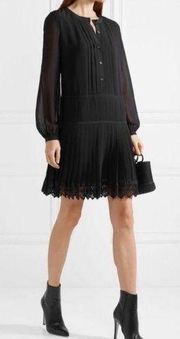 Tory Burch Sydney Pleated Black Shirt Dress