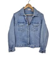 Vintage 90s Women's Bill Blass Light Wash Jean Jacket Sz Large Y2K