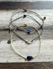 Three blue jewel  bracelets
