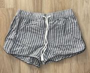 LOVE by  blue grey striped pajama shorts