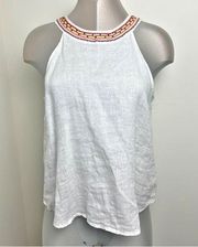 Cynthia Rowley 100% Linen Summer Tank Top Size M Embroidered & Beaded
