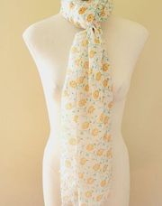 Spun by subtle luxury floral raw edge scarf