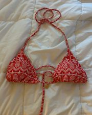 Red Patterned Bikini Top