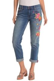 NEW Johnny Was Blossom Boyfriend Jeans Embroidered Boho Denim Women’s Size 27