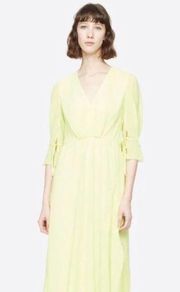 3.1 Philip Lim Bright Yellow V-Neck Crepe Midi Dress Size 2 NWT