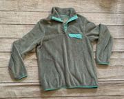 Jachs Cabin Gray Teal Fleece Large Pullover