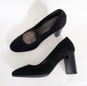 Aquitalia Black Quilted Round Toe Block Heels Black Size 6
