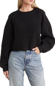 Topshop | Mixed Stitch Balloon Sleeve Crop Sweater