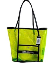 NWT KENDALL & KYLIE LIME GREEN LOGO TOTE WITH REMOVABLE POUCH